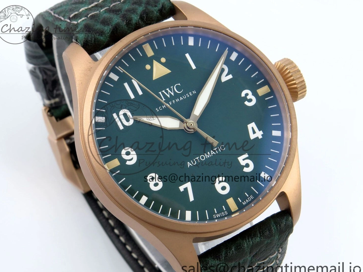 MIROTIME 0307 Durable Big Pilot IW329702 M+F 1:1 Best Edition Green Dial on Green Leather Strap MY 7006